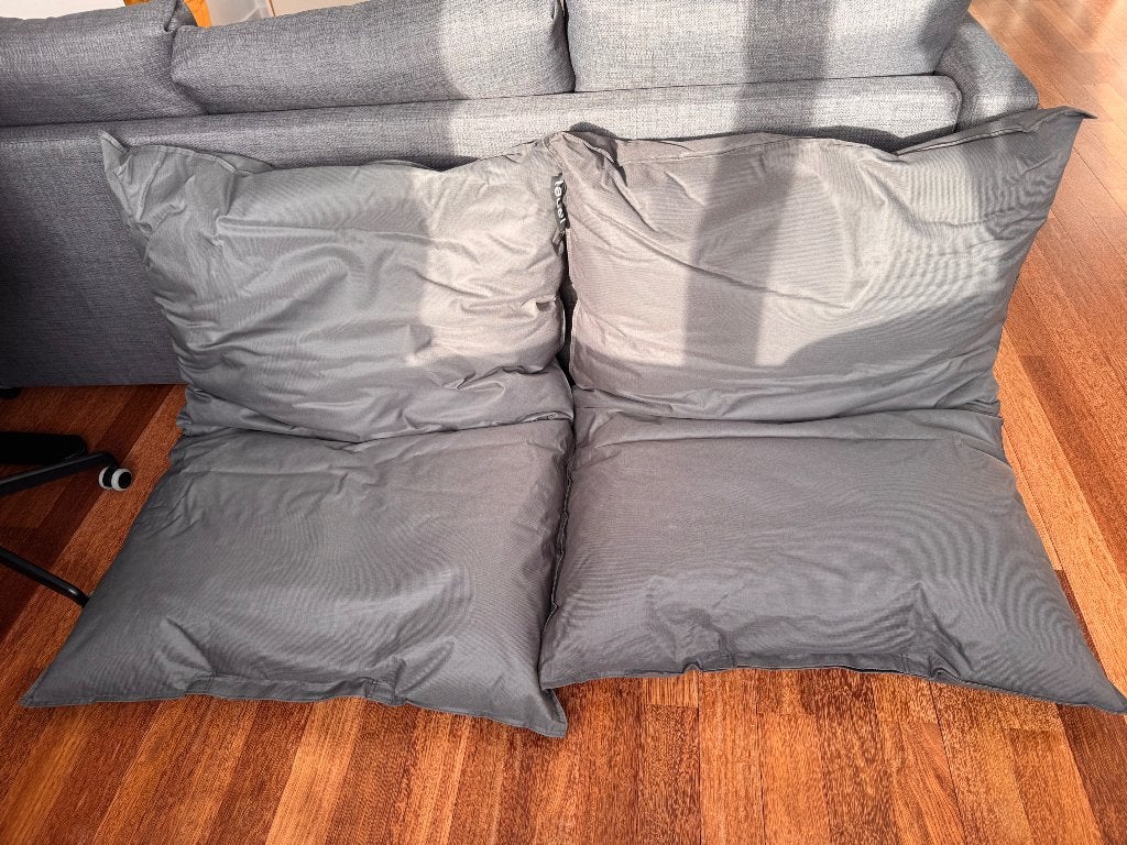 2 poufs Lebel gris anthracite, Neuf, Pouf / coussin lounge, Synthétique, Enlèvement
