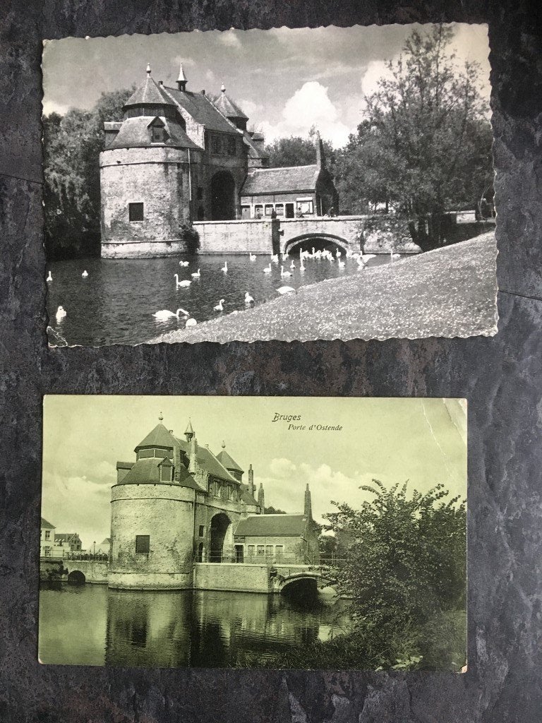 2 cartes postales Bruges - Porte d'Ostende, Collections, Enlèvement ou Envoi, Flandre Occidentale