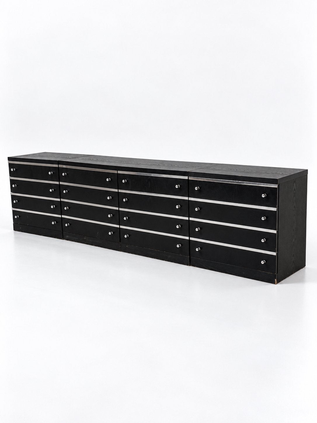 Enfilade modulable vintage, frêne noir et acier brossé, Enlèvement ou Envoi, Utilisé