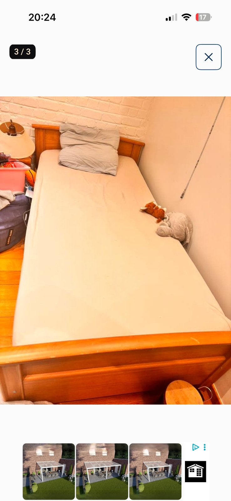 Lit en bois 90*200, 90 cm, Beige, Comme neuf, Enlèvement