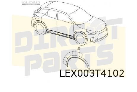 Lexus LBX (3/24-) Wielkuiplijst Rechts voor (zwart) Originee, -, -, Nieuw, Spatbord