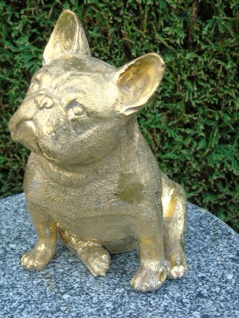 chien Bulldog français assis en bronze, Antiquités & Art, Enlèvement ou Envoi, Bronze