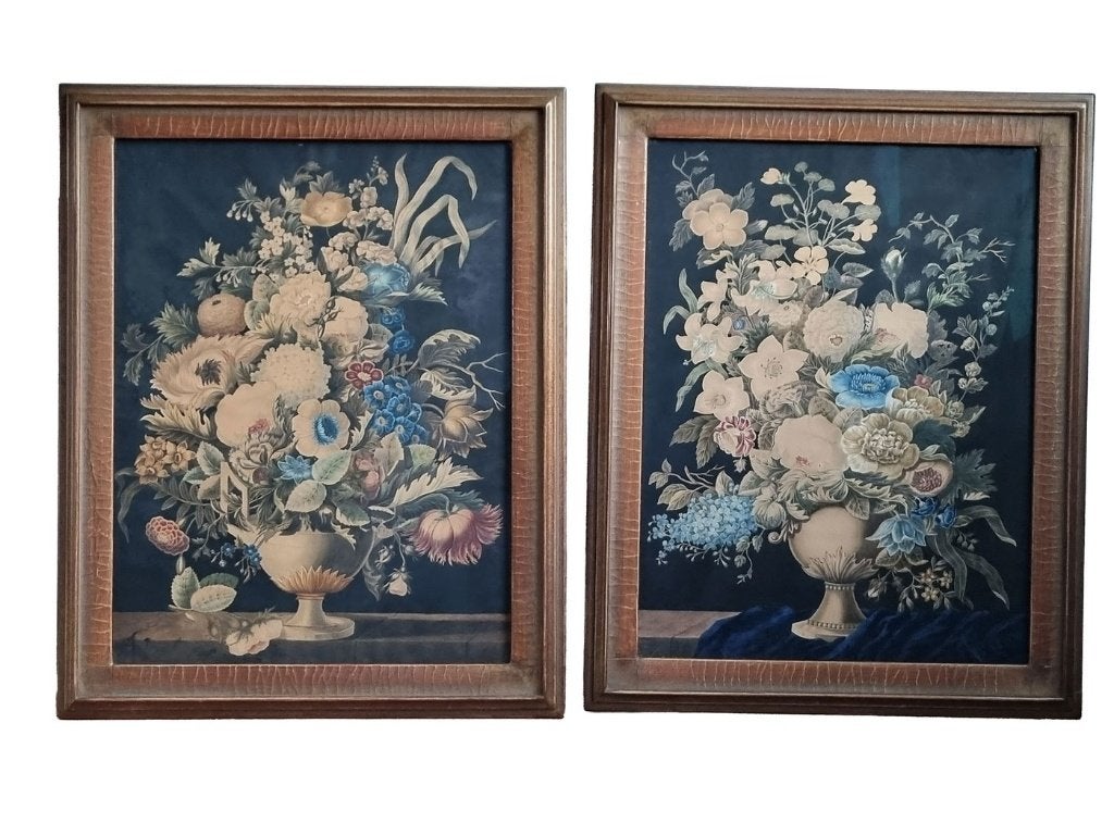 Paar neoclassicistische bloemstillevens - F.M. de Spaen, Antiquités & Art, Aquarelle, Enlèvement, Sous verre, Papier
