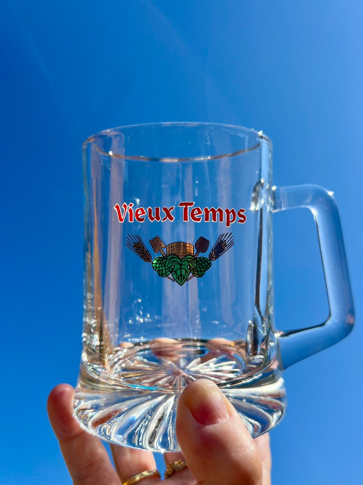 Set de 3 verres à bière vintage Vieux Temps Piedboeuf, Enlèvement ou Envoi, Utilisé, Verre à bière