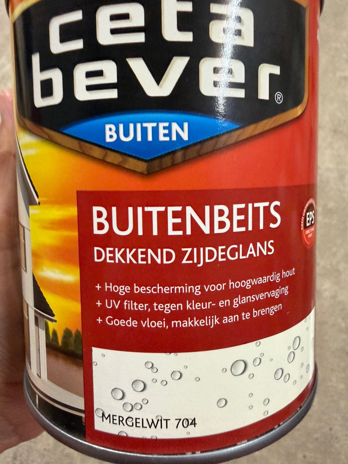Cetabever dekkende beits mergelwit 0,75liter, Ophalen of Verzenden, Nieuw