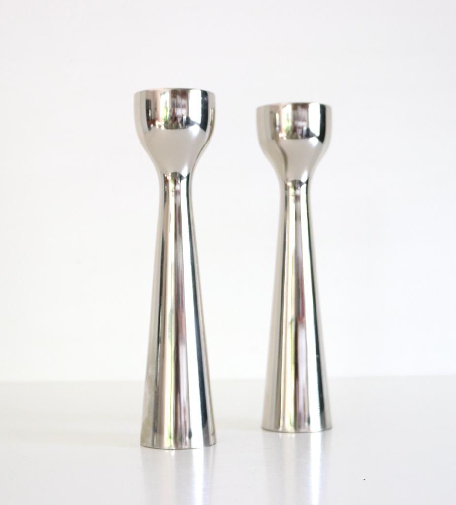 Vintage Chrome design kandelaars, Ophalen of Verzenden, Zo goed als nieuw, Metaal