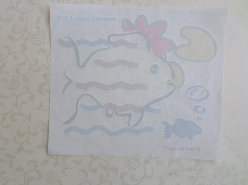 Décalcomanie poisson rouge bleu jaune Tupperware, Enlèvement ou Envoi, Neuf, Découverte