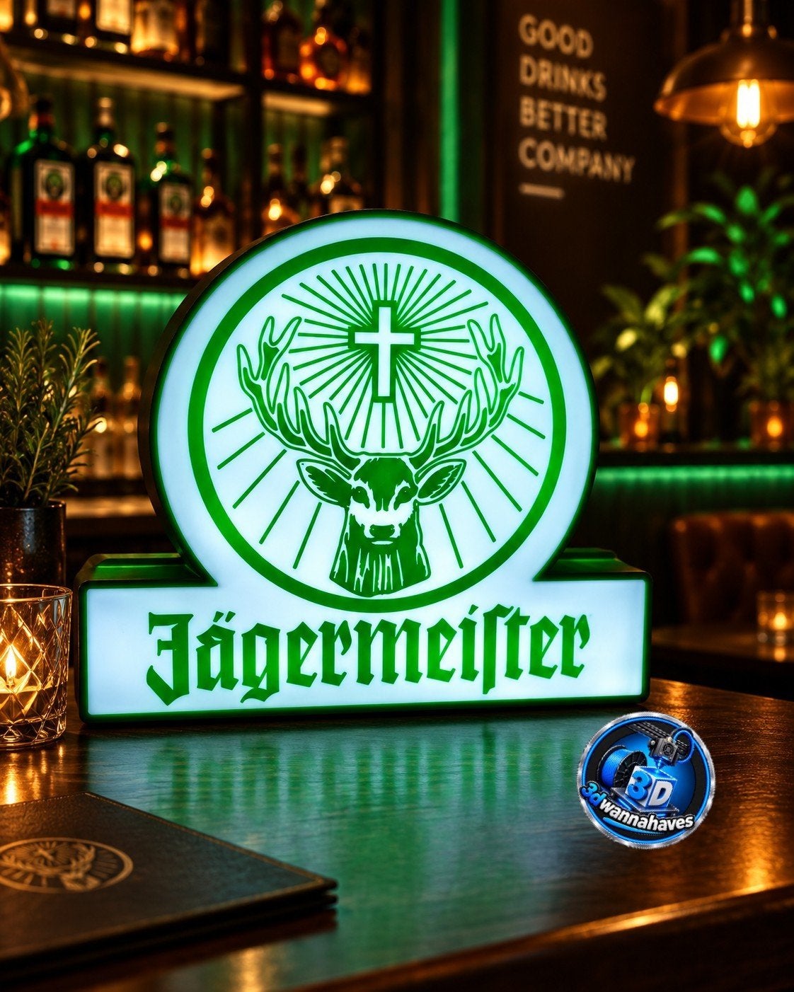 Deze opvallende LED lichtbak van het iconische Jagermeister, Ophalen of Verzenden, Nieuw, Lichtbak of (neon) lamp