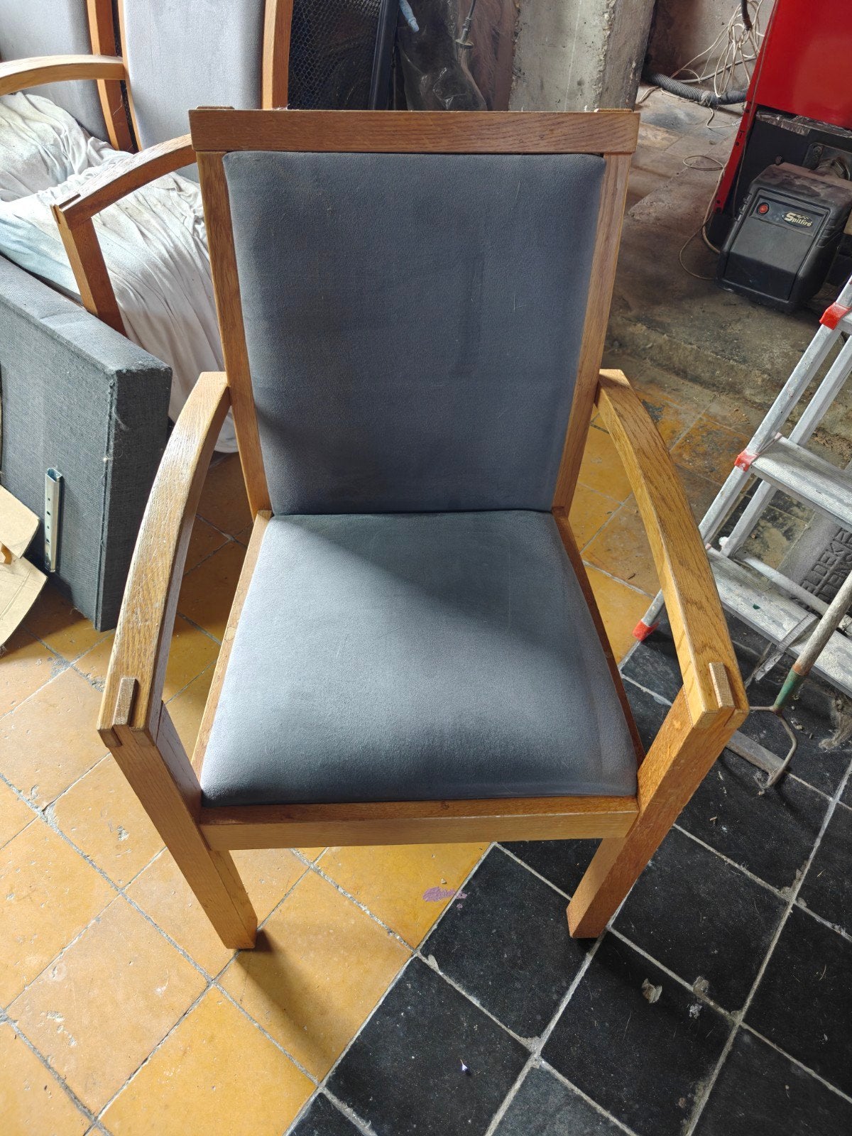 5 blauwe stoelen, Maison & Meubles, Chaises, Enlèvement, Bleu, Tissus, Cinq, Six Chaises ou plus