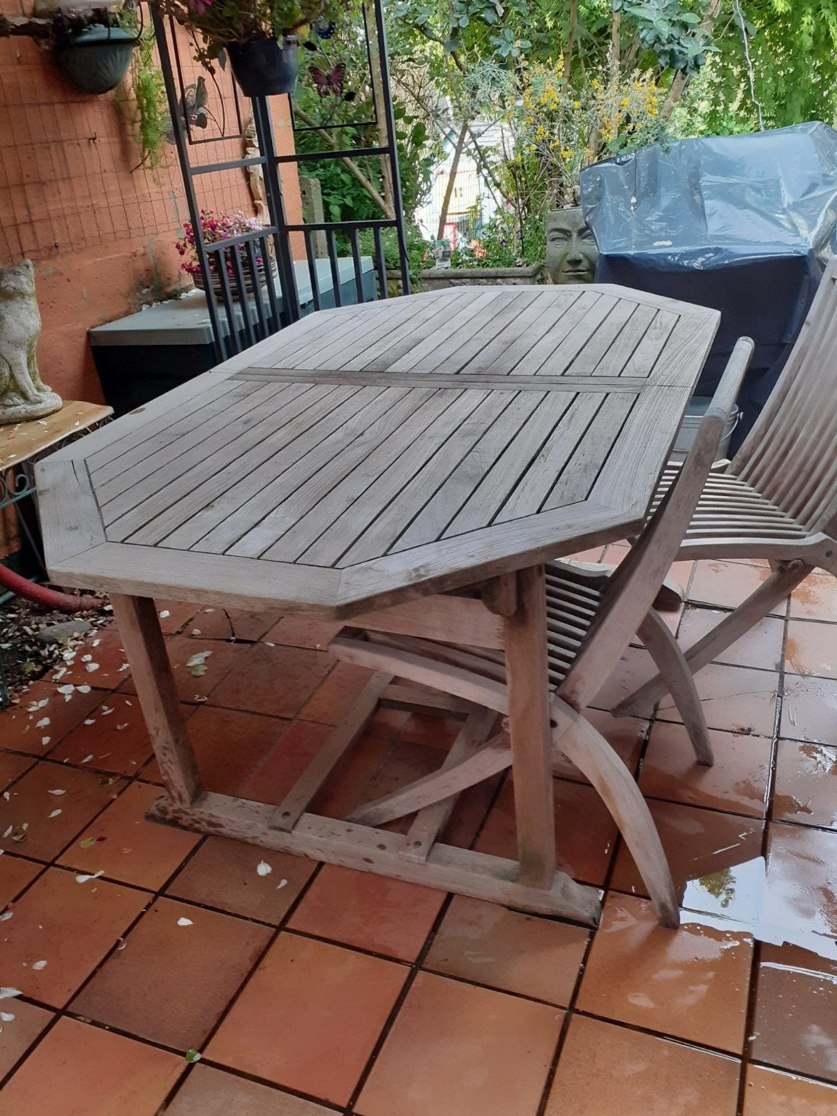Houten tuintafel met 4 stoelen, Ophalen