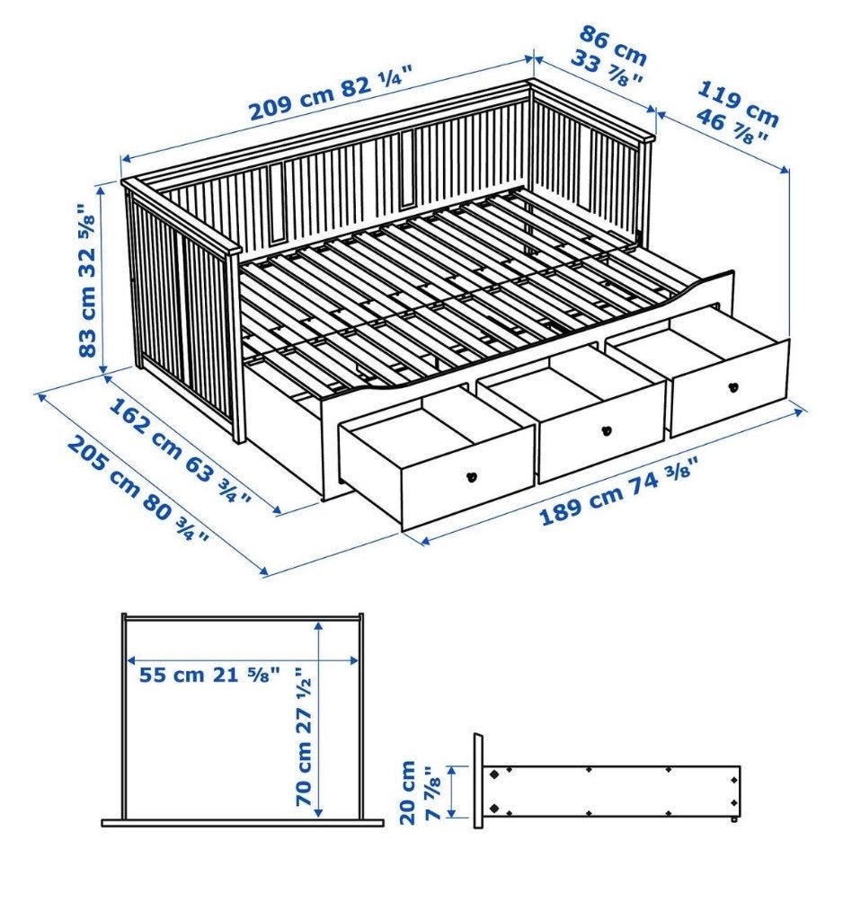 IKEA Hemnes bed, 3 Lades, 80 of 160 cm x 200 cm 903.493.26, Maison & Meubles, Queen size, Utilisé, 200 cm, Blanc