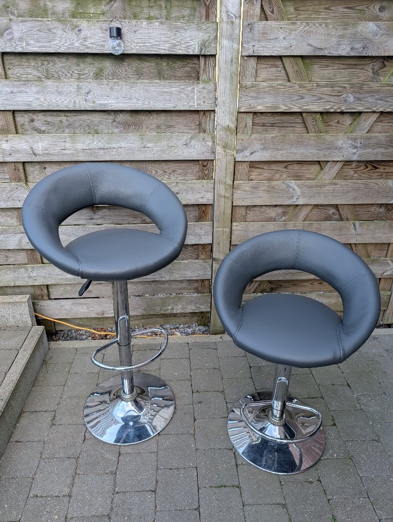 Chaises de bar grises réglables, Métal, 2 tabourets, Comme neuf, Enlèvement