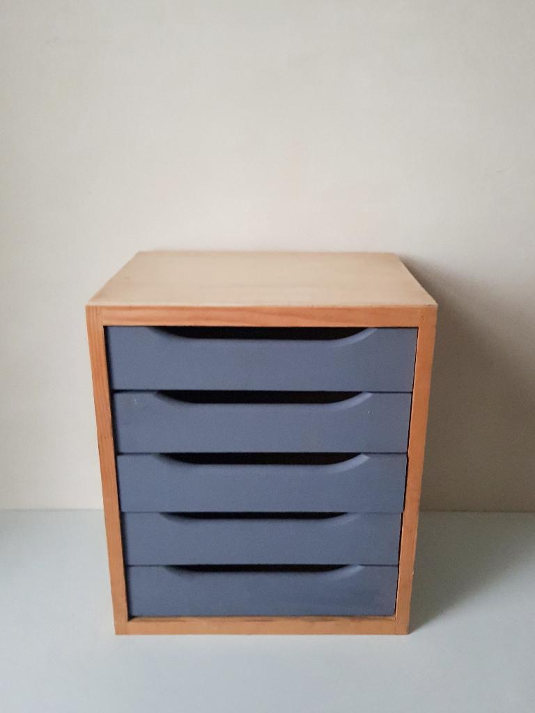 Houten Ladeblok 5 lades voor kantoor - hobby - atelier, Ophalen of Verzenden, Huis en Inrichting