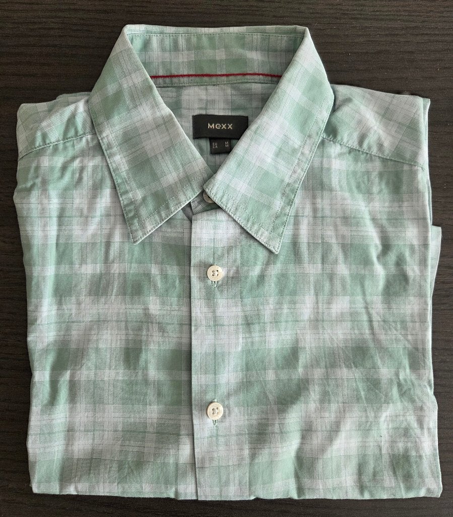 Mexx overhemd groen geruit patroon korte mouwen maat M, Kleding | Heren, Overhemden, Mexx, Gedragen, Groen, Halswijdte 39/40 (M)