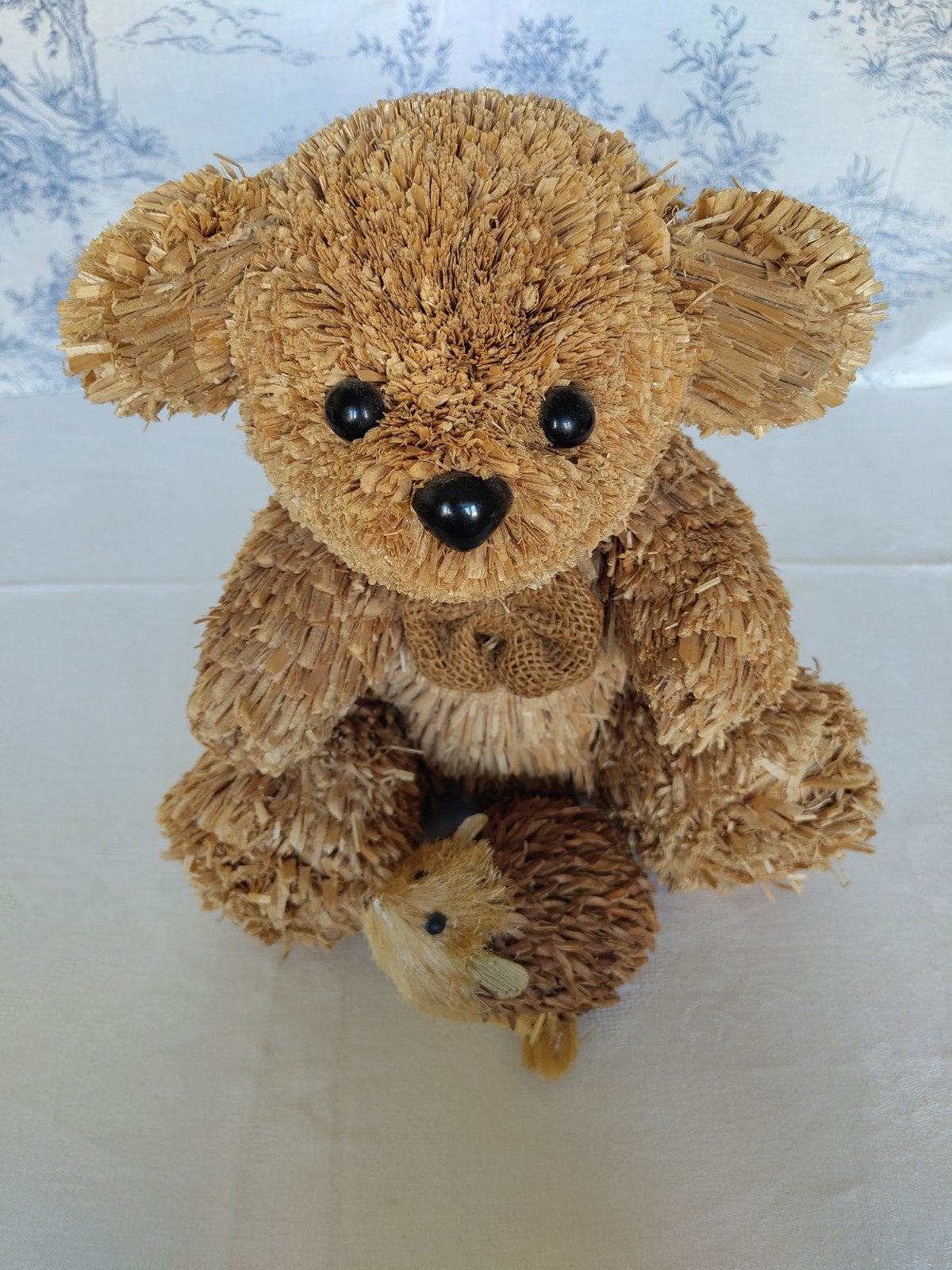 🧸 Duo adorable ours et hérisson en paille tressée déco, Enlèvement ou Envoi, Utilisé, Autres types, Autres marques