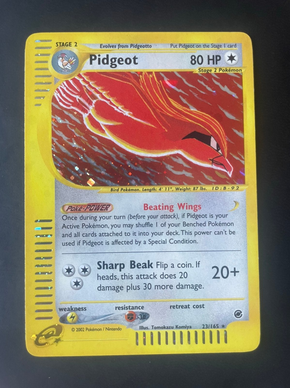 Pidgeot Expedition pokemon kaart, Enlèvement ou Envoi, Comme neuf, Cartes en vrac, Foil