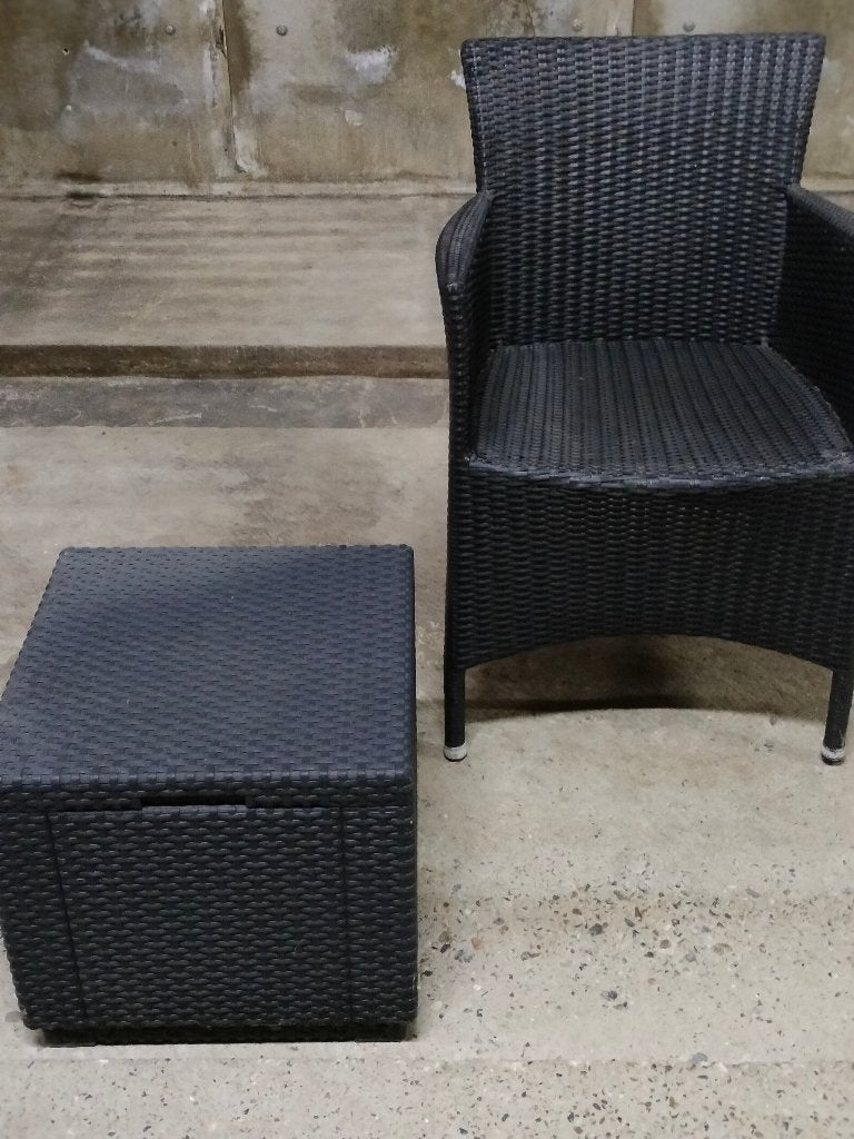 Tuinzetel met bijzettafel., Jardin & Terrasse, Chaises de jardin, Enlèvement, Comme neuf, Synthétique