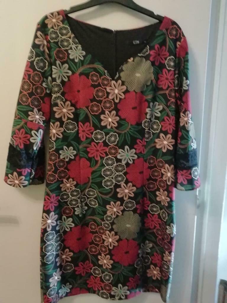 Kleed retro  met vintage print CTN COLLECTION   MEDIUM, Kleding | Dames, Jurken, Ophalen of Verzenden, Zo goed als nieuw