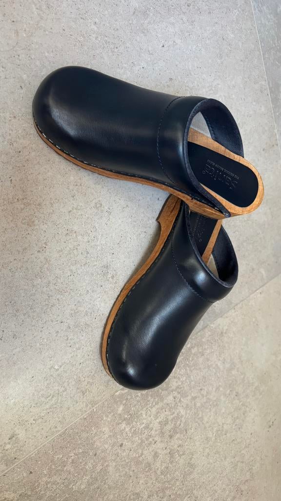 Sabots cuir bleu-bois Sanita, Comme neuf, Enlèvement, Sanita, Bleu