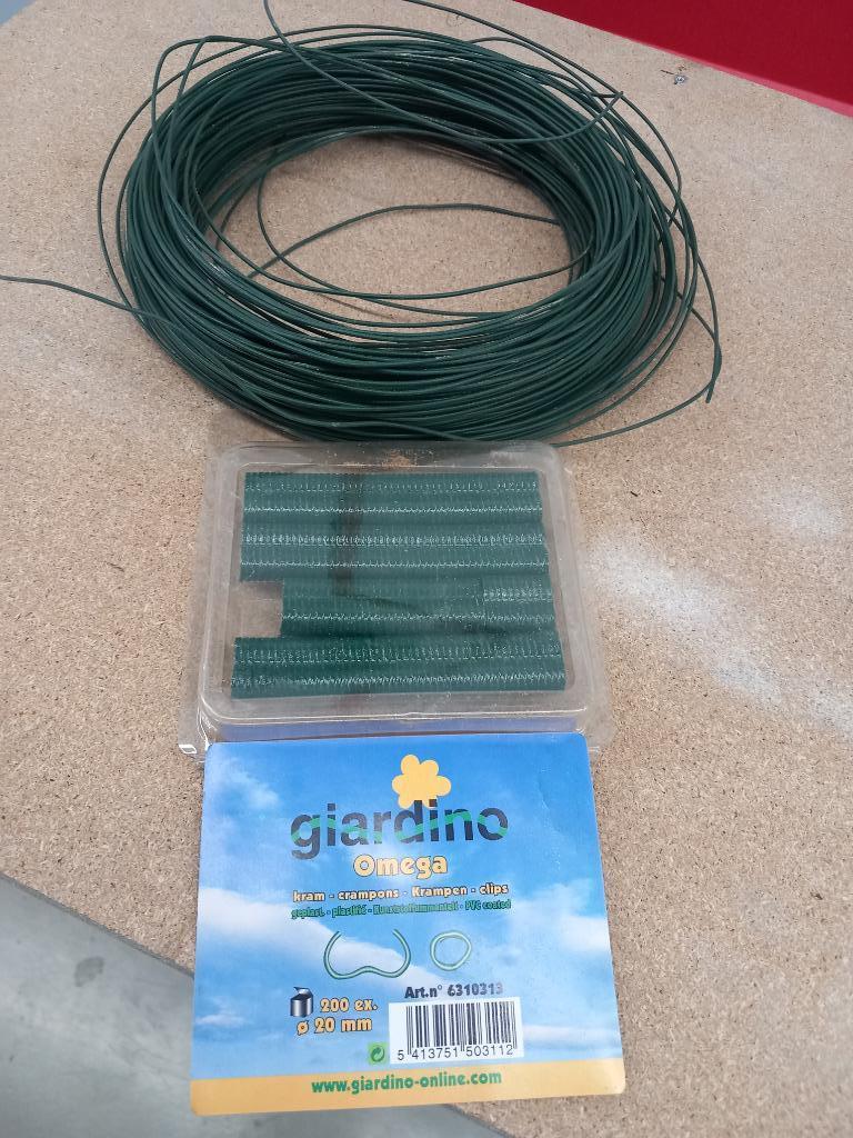FIL VERT D'ATTACHE ET CRAMPONS GIARDINO, Enlèvement, Utilisé, 10 à 20 mètres, Fil