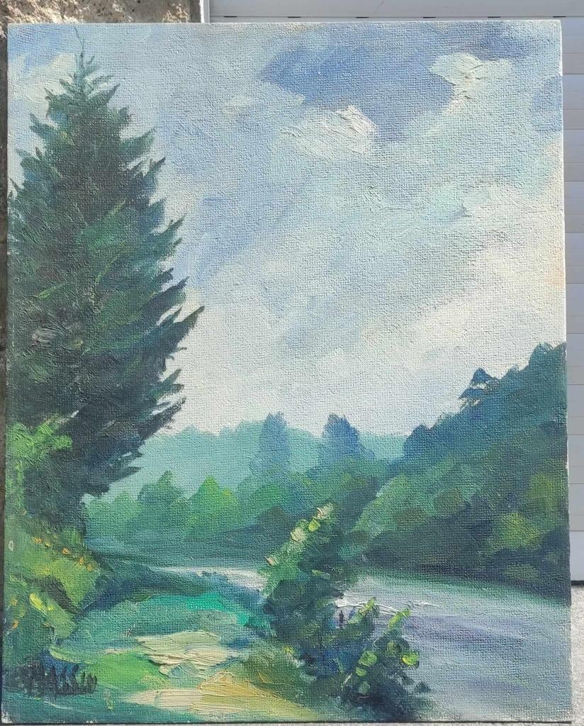 huile sur panneau signe monique massin, Ophalen of Verzenden