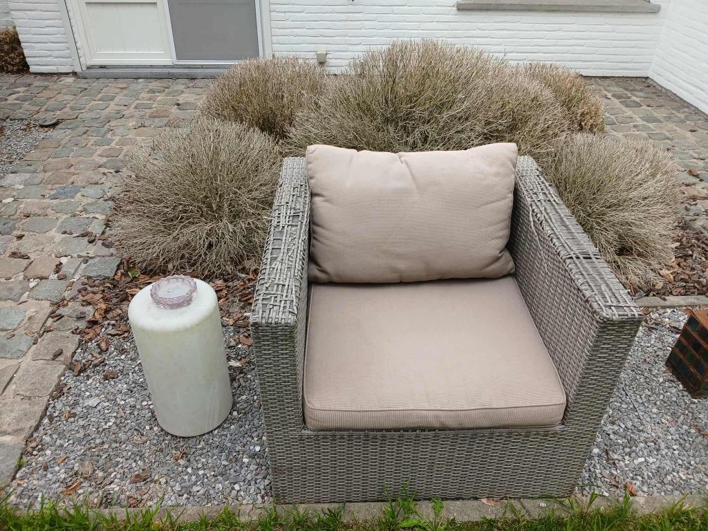 Tuinzetel lounge inclusief taupe kussens, Tuin en Terras, Tuinsets en Loungesets, Gebruikt, Loungeset, Ophalen