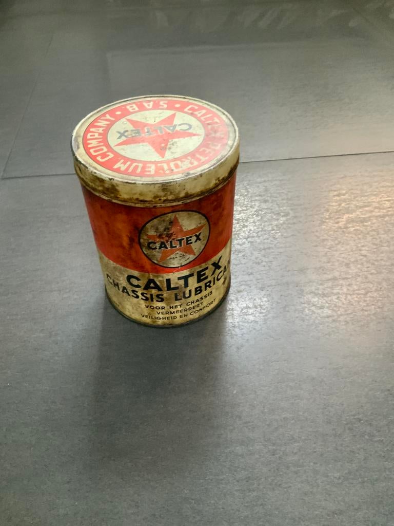 Vintage blik CALTEX Chassis Lubricant 1 kg net, Enlèvement ou Envoi