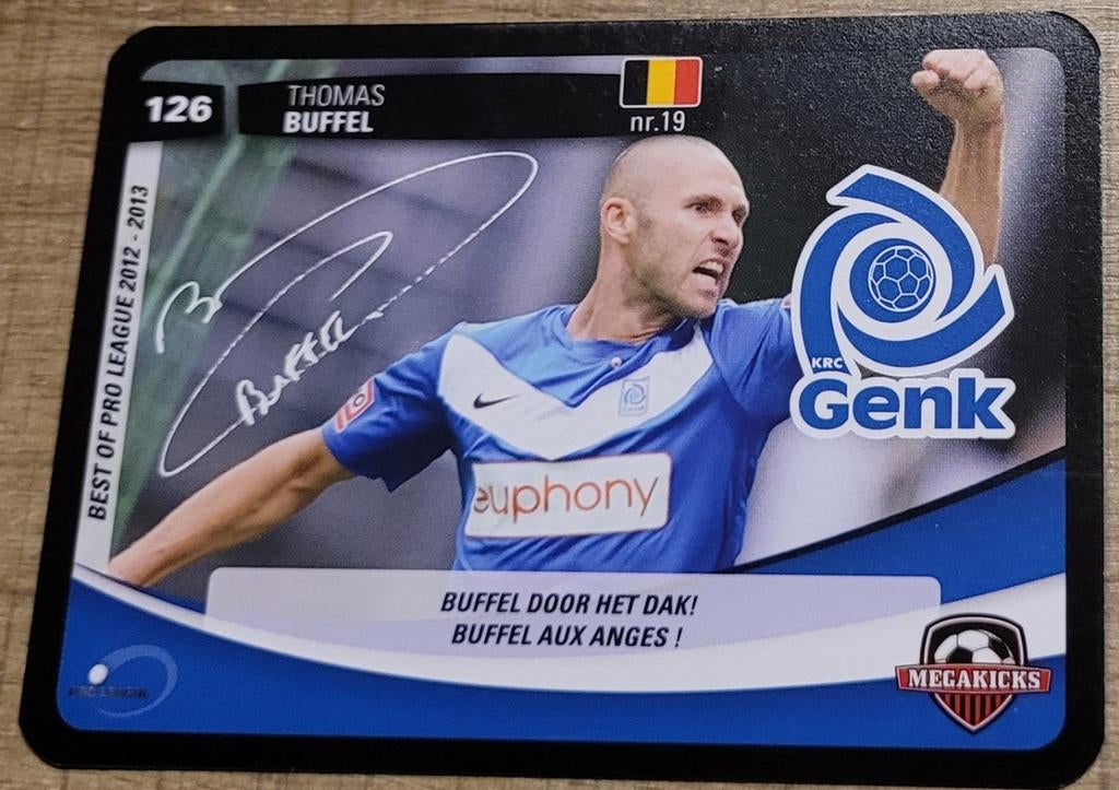 Megakicks kaart: KRC Genk-Thomas Buffel, Verzamelen, Ophalen of Verzenden, Zo goed als nieuw, Poster, Plaatje of Sticker