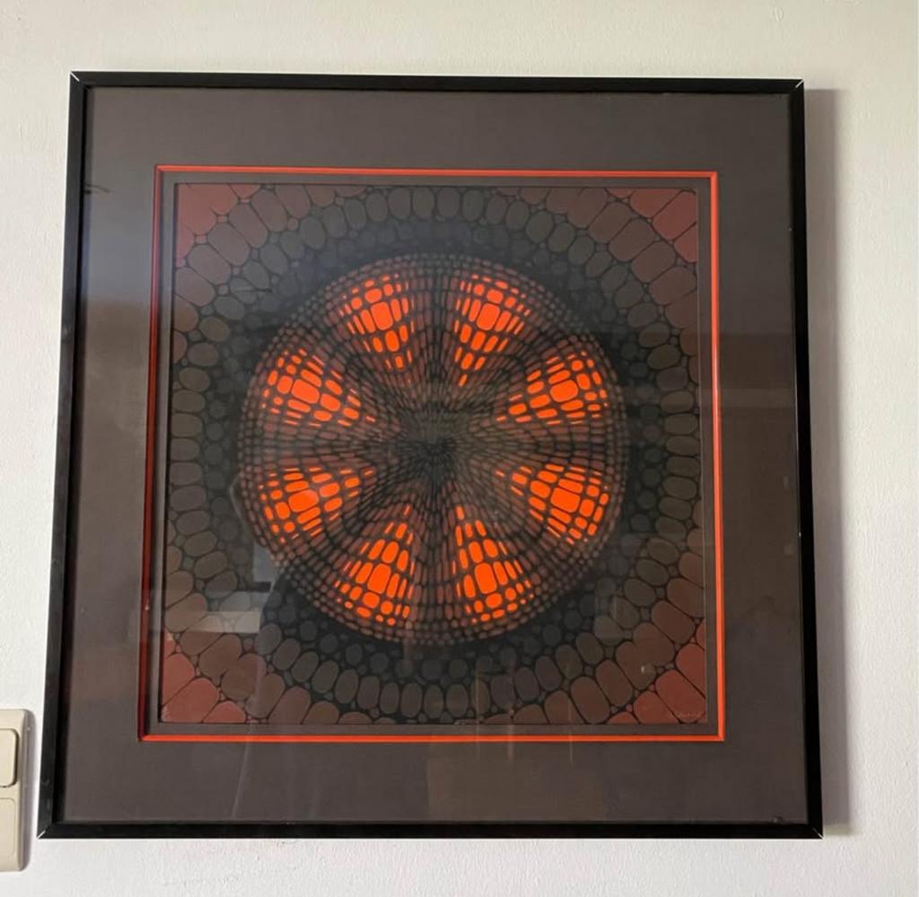 Litho numerotee vintage Otto steinert orange cadre metal, Antiquités & Art, Enlèvement
