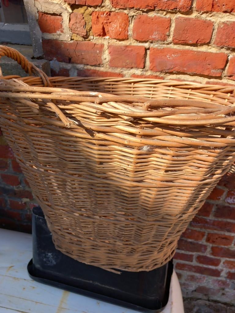 Ancienne manne à linge en osier  (1950)  un peu vermoulue, Enlèvement, Utilisé