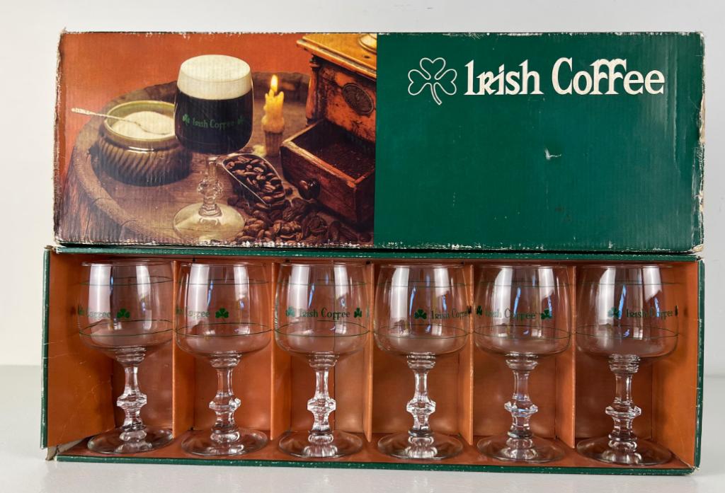 Set van 6 Irish Coffee glazen in originele doos 1970!!, Ophalen, Nieuw, Overige typen