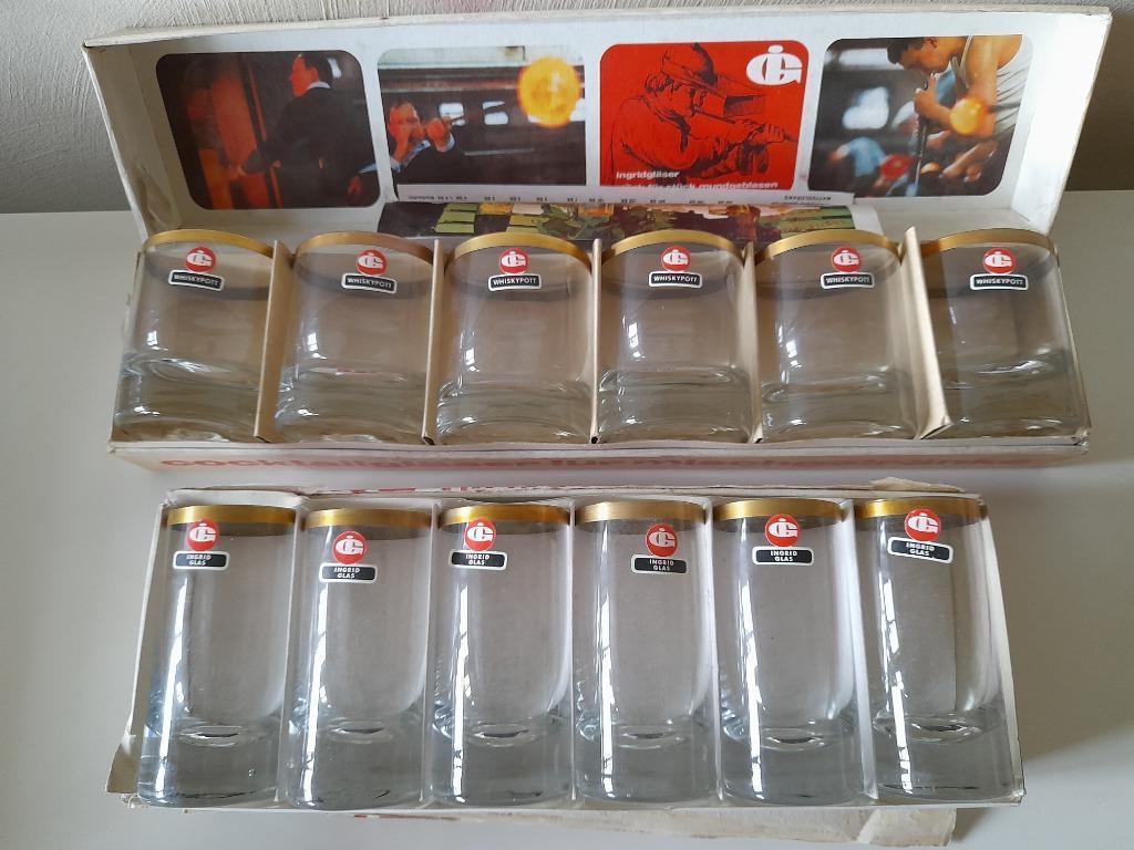 12 vintage glazen Ingrid Glashutte -  verguld - ongebruikt!!, Ophalen, Nieuw