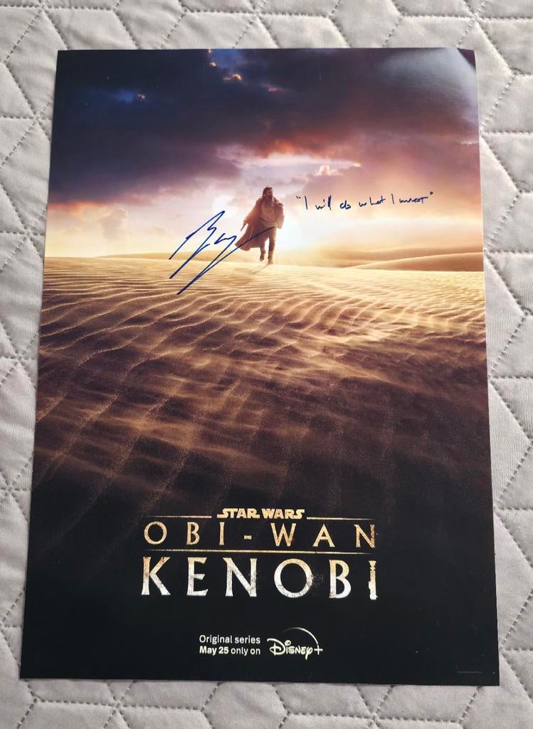 star wars obi-wan kenobi signed - autograph, Enlèvement, Comme neuf, Livre, Poster ou Affiche
