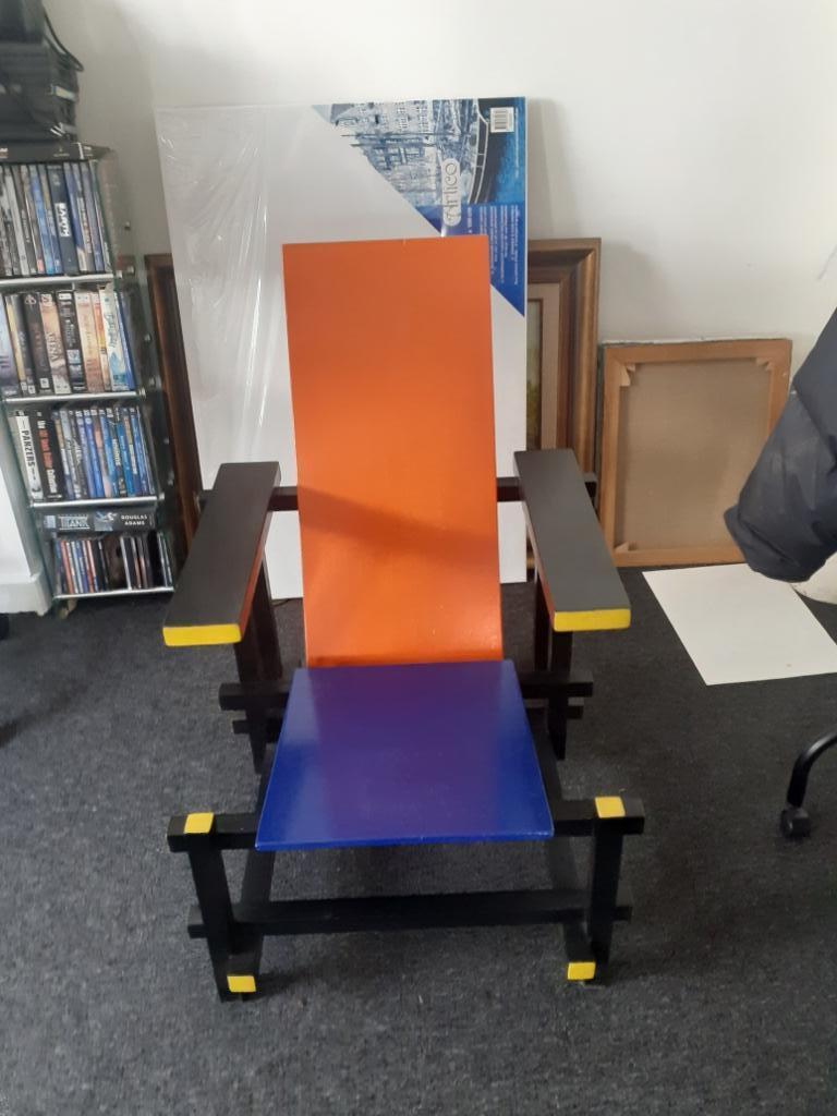 Kopie van een Rietveldstoel handgemaakt., Antiek en Kunst, Ophalen