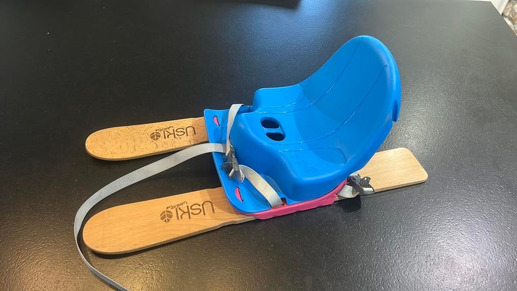 Skis enfant première neige avec siège pour faire une luge, Enlèvement, Utilisé