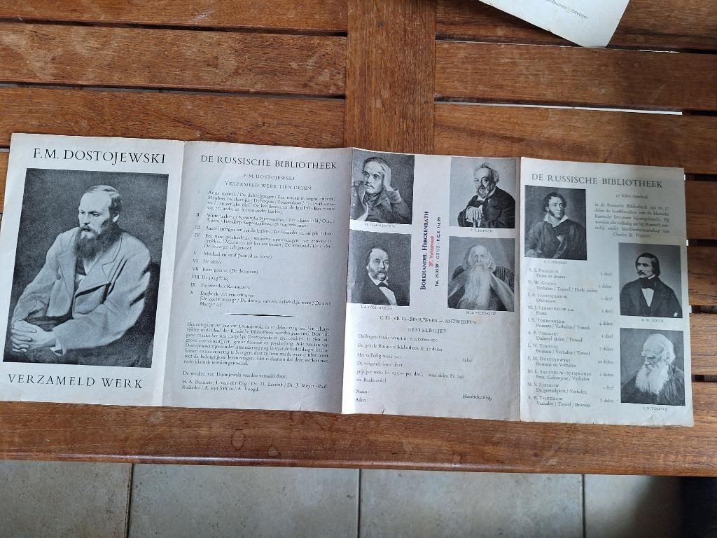 Antiek publiciteitsfolder boeken De Russische Bibliotheek, Ophalen of Verzenden