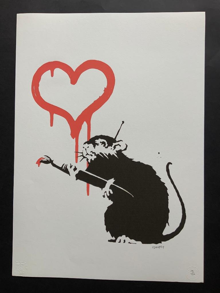BANKSY LOVE RAT EXTRA GROOT genummerd, Enlèvement ou Envoi