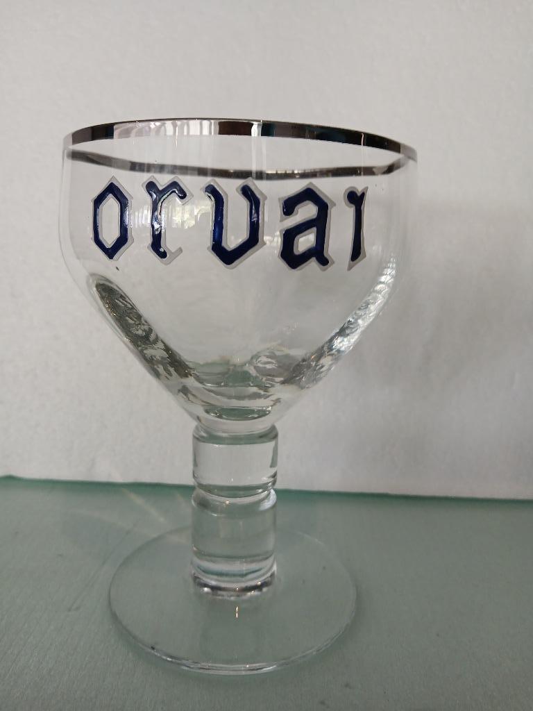 Ancien verre émaillé sur pied ORVAL (type ORVAI) en parfait, Enlèvement ou Envoi, Comme neuf, Verre ou Verres, Autres marques