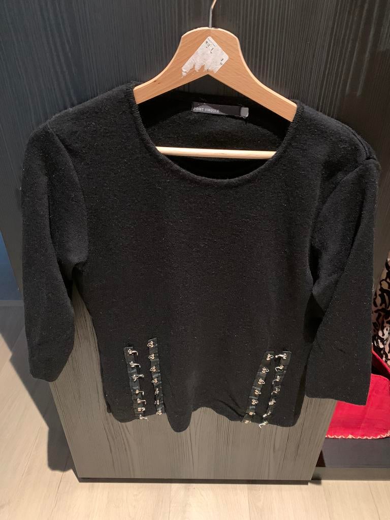 Zwarte trui met 3/4 mouwen - S, Kleding | Dames, Point virgule, Zo goed als nieuw, Maat 36 (S), Zwart