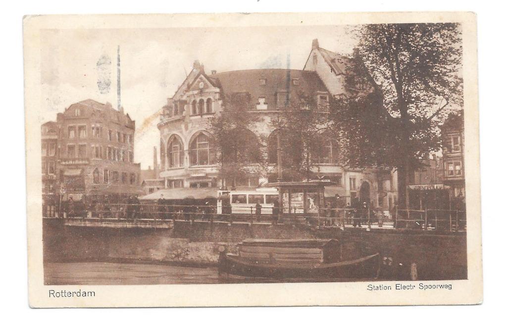 Rotterdam Station Electr Spoorweg, Verzamelen, Postkaarten | Nederland, Ophalen of Verzenden, 1920 tot 1940, Gelopen, Zuid-Holland