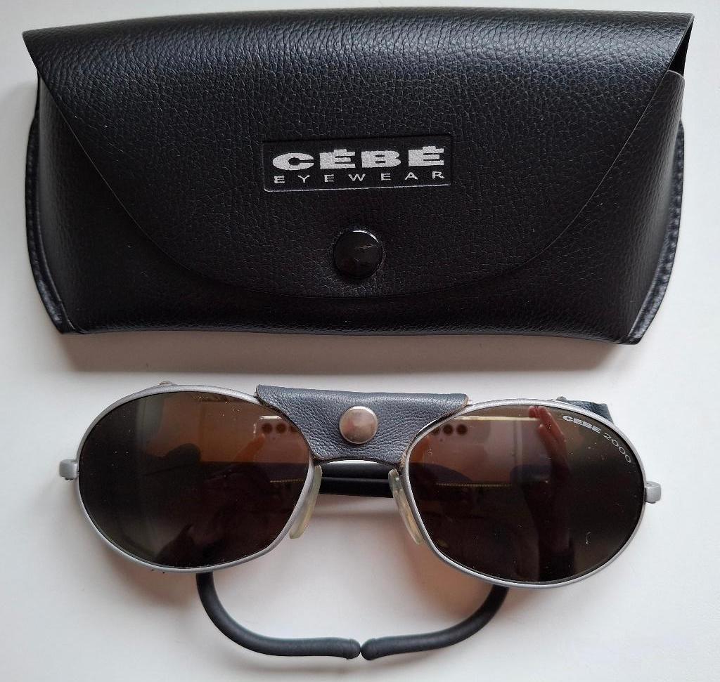 Vintage lederen gletsjerzonnebril CEBE 2000 met etui, Ophalen of Verzenden
