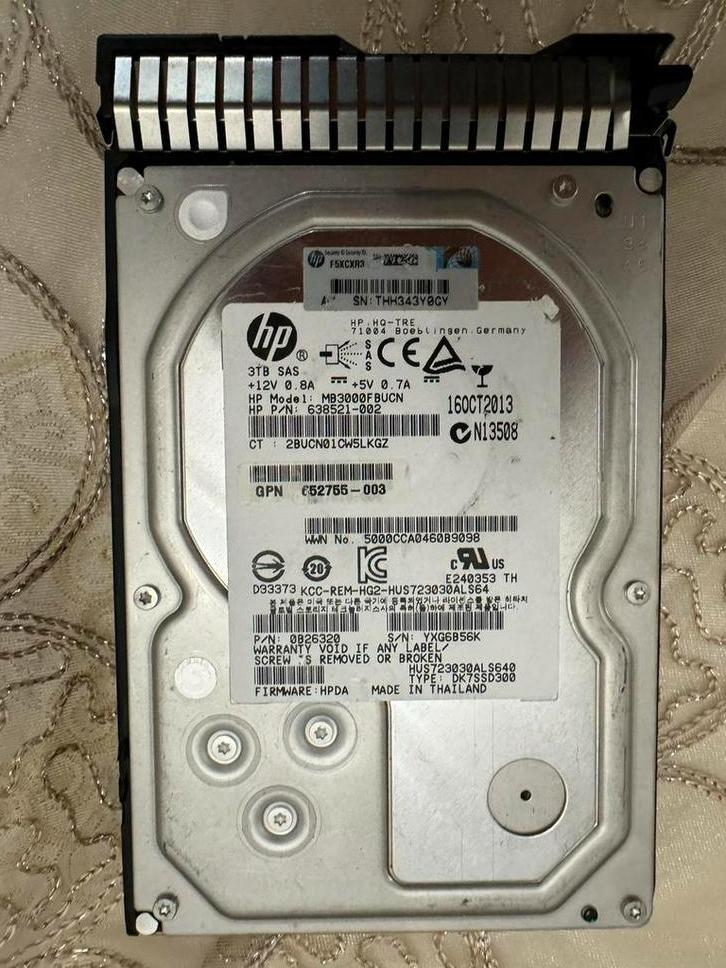HP 3,5 inch harde schijf van 3 TB, Ophalen of Verzenden, Zo goed als nieuw, Intern, SAS