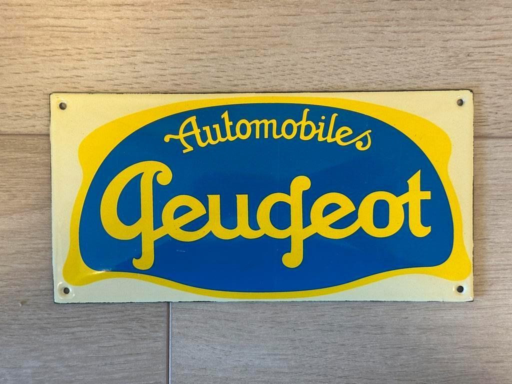 Emaille Reclamebordje Peugeot Automobiles, Verzamelen, Merken en Reclamevoorwerpen, Zo goed als nieuw, Reclamebord, Verzenden