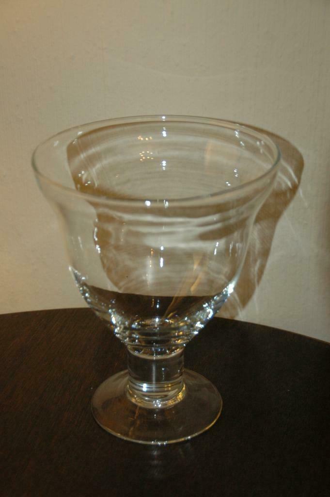 GLAZEN VAASJE - DIAMETER 15 CM - HOOGTE 18 CM, Enlèvement, Utilisé, Blanc, Verre