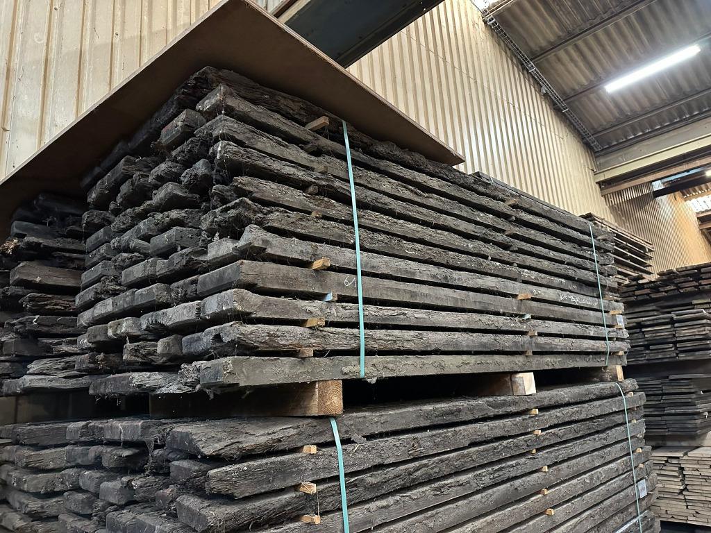 Oude eiken wagonplanken en wagondelen, Ophalen, Gebruikt, 25 tot 50 mm, Eiken