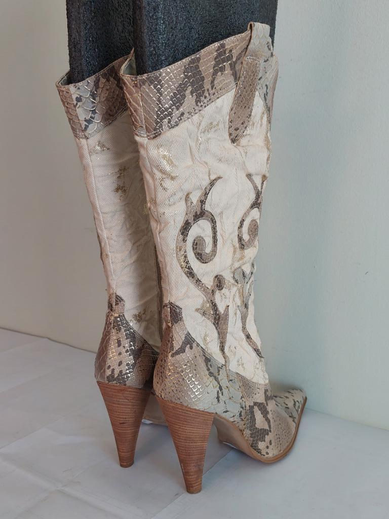 43C* KEN sexy bottes style western (38), Neuf, Blanc, Envoi, Bottes hautes