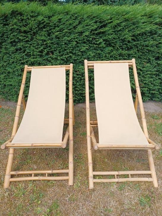 2 ligzetels in bamboe hout, Ophalen, Gebruikt