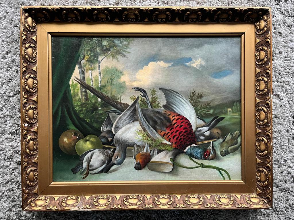 Peinture à l'huile « Nature morte avec des oiseaux morts », Enlèvement