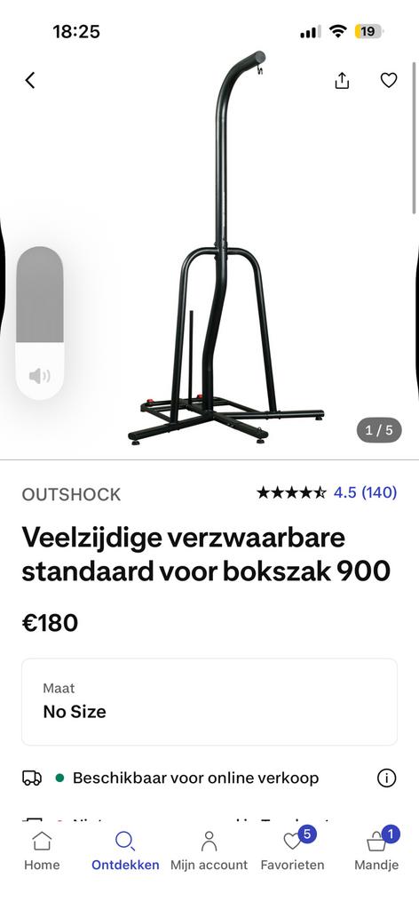 Bokszak+staander, Ophalen, Zo goed als nieuw, Bokszak