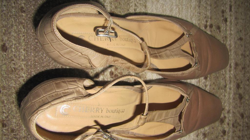 DAMES SCHOENEN LEDER & CROCO TAUPE  chaussures A45, Enlèvement ou Envoi, Beige, Chaussures de danse, Porté